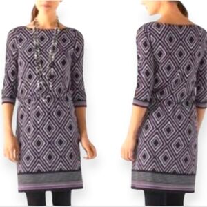 NWOT WHBM black white purple geometric blouson dress Womens Medium